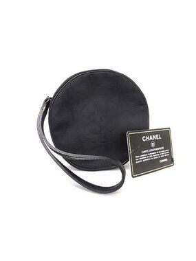 Chanel CC Logo New Travel Line Nylon Pouch Makeup Multi Case Black